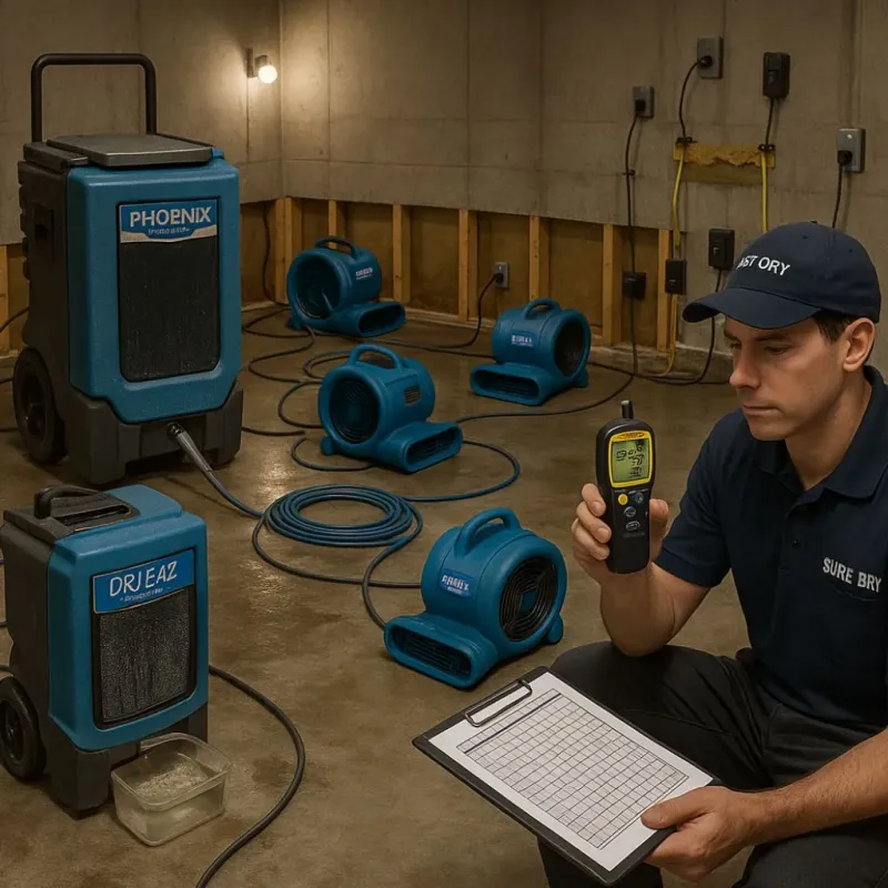 Structural Drying and Dehumidification process in La Coste, TX